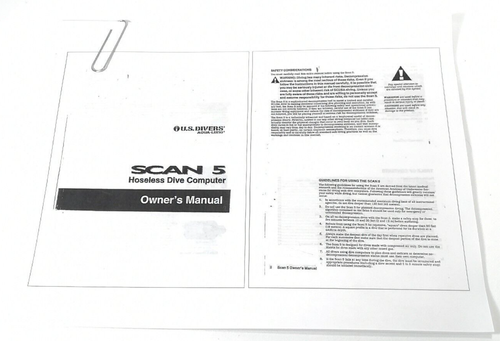 US Divers / Aqua Lung Scan 5 Scuba Dive Computer Owner's Printed Manual 83 Pages - Picture 2 of 3