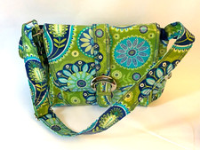 Kalencom Big Diaper Bag Green and Blue Retro Floral Print Buckle Coated NWT
