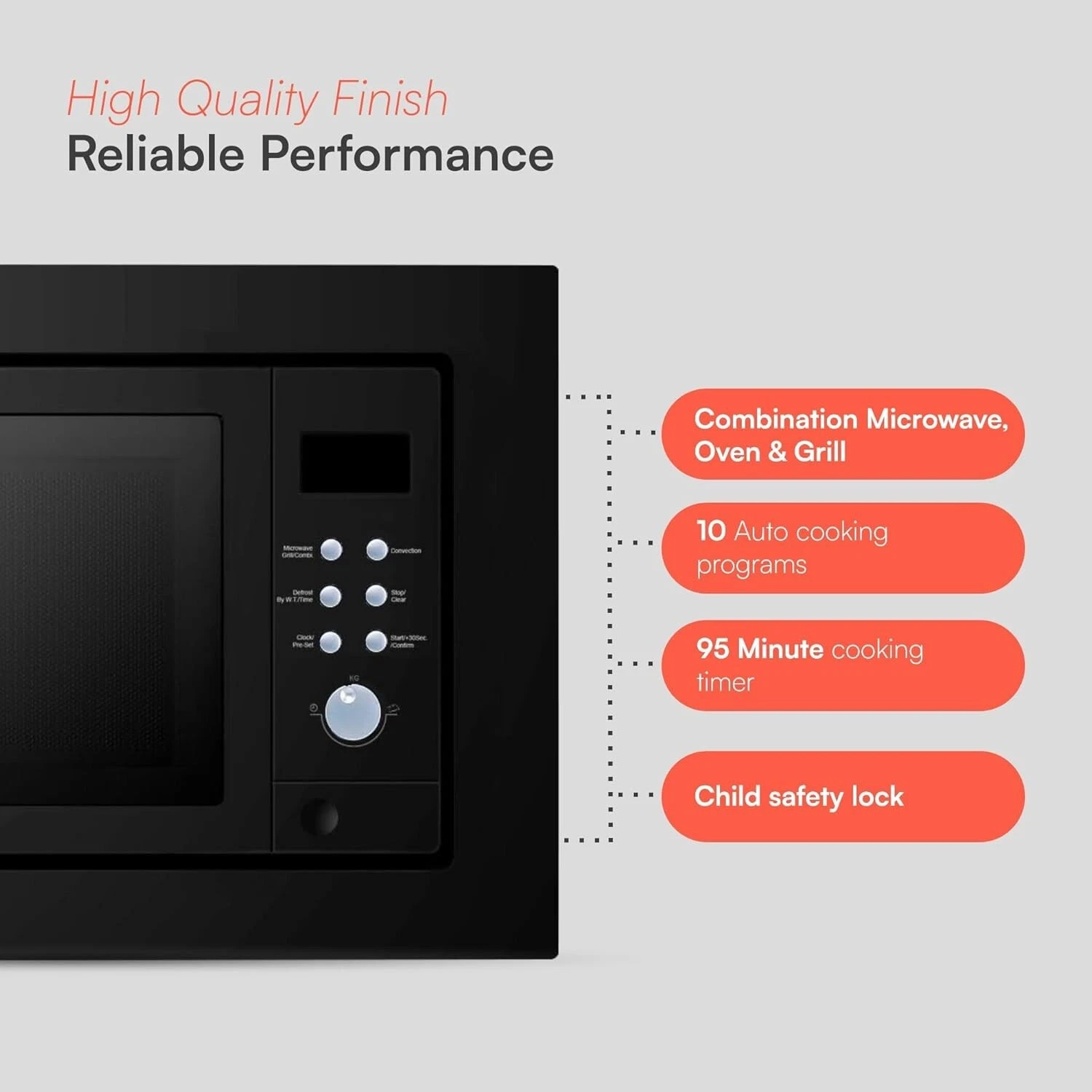 Cookology IMOG25LBK 25L Large 60cm Black Built-in Combi Microwave Oven/Grill vi