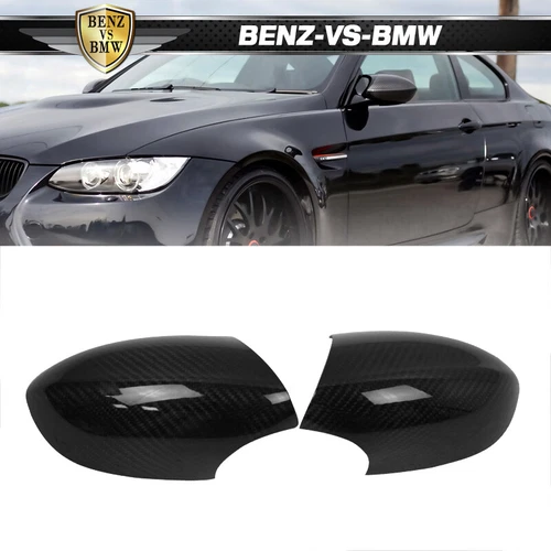 Fits 10-13 BMW E92 3-Series Mirror Covers Carbon Fiber M3 Style Rearview Cap 2PC