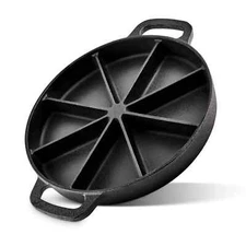 Classic Cast Iron Wedge Pan, Non-Stick Cornbread Skillet with Rubber Resting mat