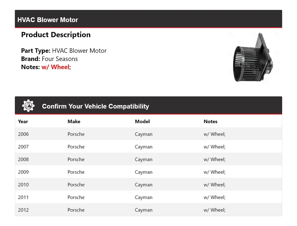 Motor de ventilador HVAC Porsche Cayman 2006-2012 4 estações 2007 2008 2009 2010 - Imagem 2 de 4