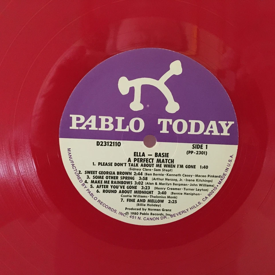 ELLA FITZGERALD / COUNT BASIE ( A PERFECT MATCH: ELLA & BASIE ) RED VINYL LP - Image 3 of 4