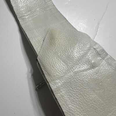 Vintage 80s Nina Arjani white leather medium waist belt heavy brass metal Nina arjani designs medium - Gem main image 3
