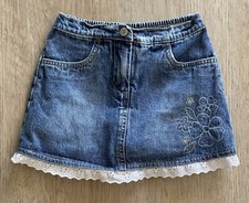 Vintage Gymboree Floral Patchwork 2003 Denim Skirt Skort Size 3 Embroidered