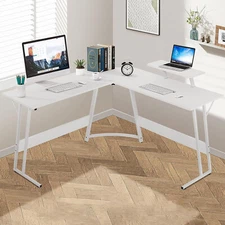 White Corner Gaming Desk Corner Home Studying Desk L Shaped Desk Large Desktop
