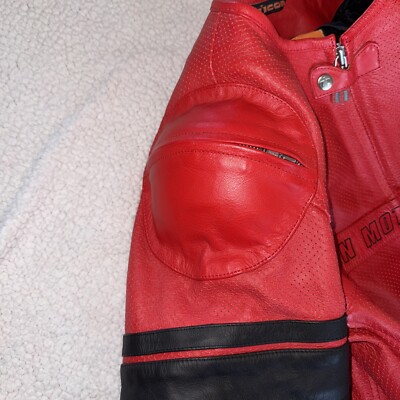 Icon Motorsports Men's Pursuit Jacket Armored Leather Red/Black