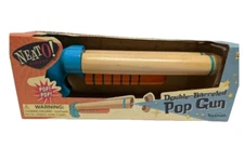 New - Neato Wooden Double Barreled Pop Gun for Kids, Classic Wood Cork