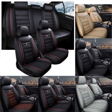 Universal Deluxe Pu Leather 5-seats Car Seat Covers Front Rear Cushion Full Set