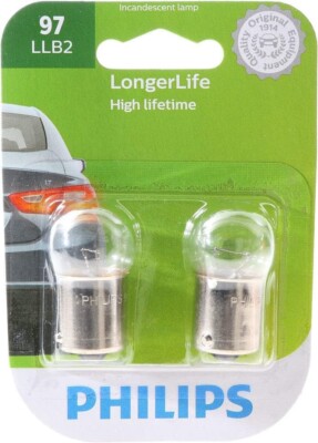 Philips LongerLife 97 9.3W Two Bulbs Tail Parking Light Replacement Stock Lamp