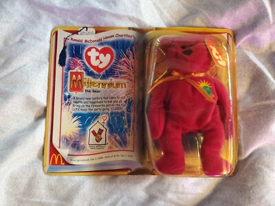 Ty Beanie Babies Millennium Bear Plush Toy Ronald McDonald