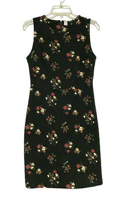 Old Navy Dress Small Dark Green Floral Cottagecore Travel Minimalist Modest