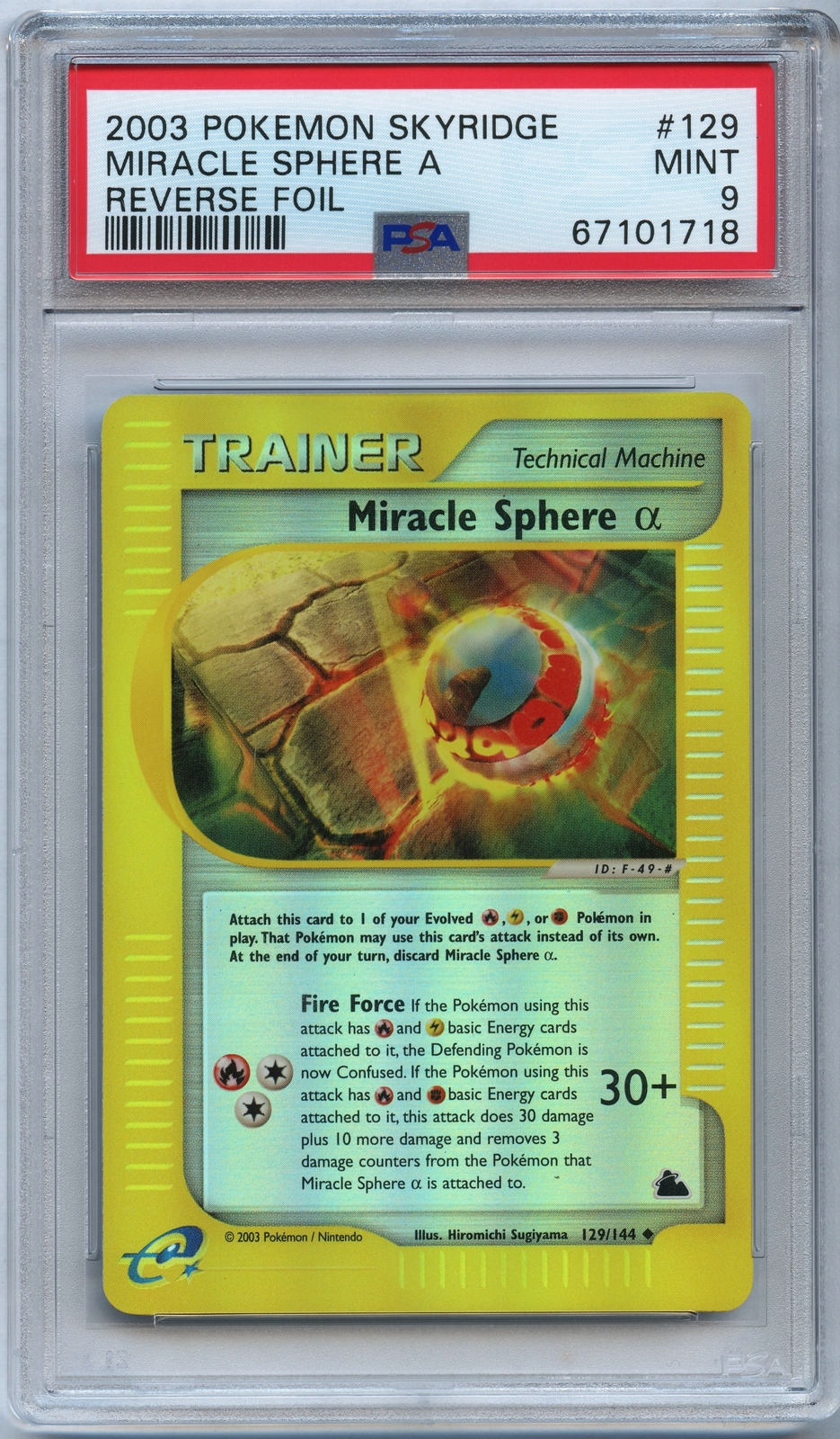 Pokemon PSA 9 Mint Miracle Sphere A Reverse Holo 129/144 Skyridge