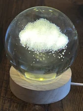 Merkury Innovations 3D Floating Cloud w Rain or Snow Crystal Orb Globe Light