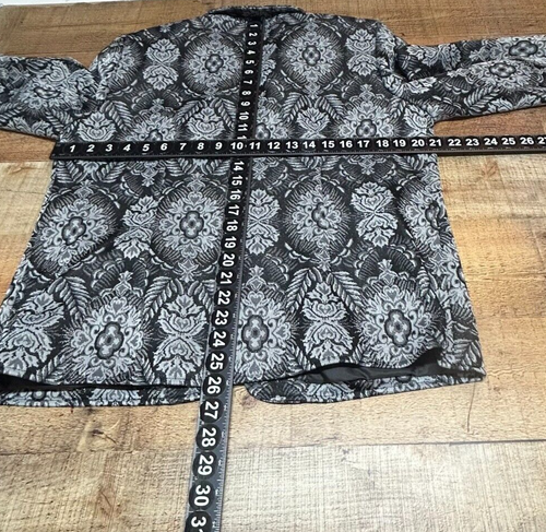 Alfred Dunner Jacket Blazer Womens 12 Black Metallic Floral Full Zip Career - Picture 2 of 10