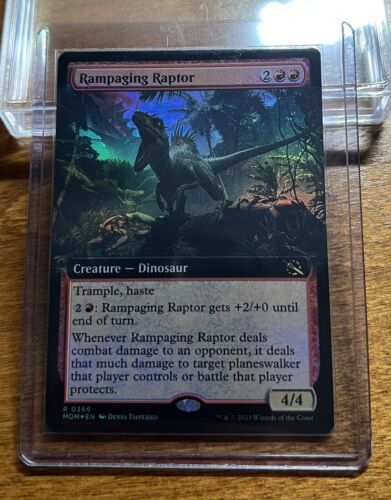 Rampaging Raptor - Foil - Extended Art - March of Machine - NM - MtG - Picture 1 of 2