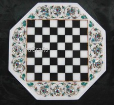 Handgefertigt Marmor Schach Tisch Top mit Steinen Inlay Arbeit 33x33cm King Size