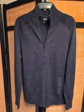 EXPRESS Men's Mock Neck Zip Up Sweater Charcoal Grey Knit Raglan Sleeve Size M