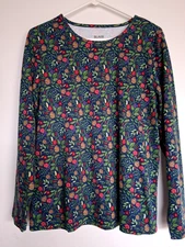 NWOT's Blair size M navy blue w/ red floral, pinecones, leaves. Long sleeve.