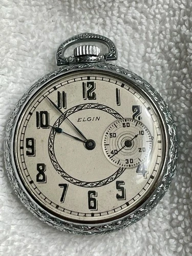 Antique 1919 Elgin Open face Pocket Watch (works) No Implied Warranty