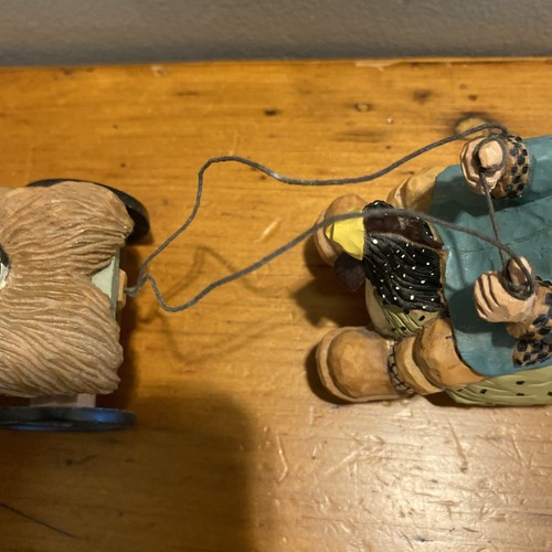 Vintage 1998 Williraye Studio Folk Art Ragazza Equitazione Pollo con Carrello - Foto 5 di 12