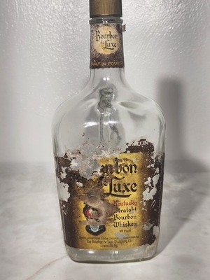 Vintage Bourbon de Luxe, Kentucky Straight Bourbon Whiskey Glass Jug!!