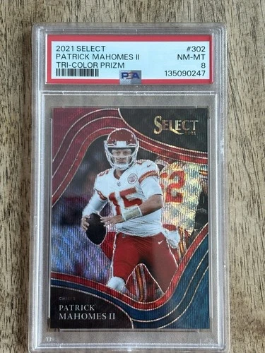 2021 PANINI SELECT PATRICK MAHOMES II #302 TRI-COLOR PRIZM /75 PSA 8 NM-MT POP 6