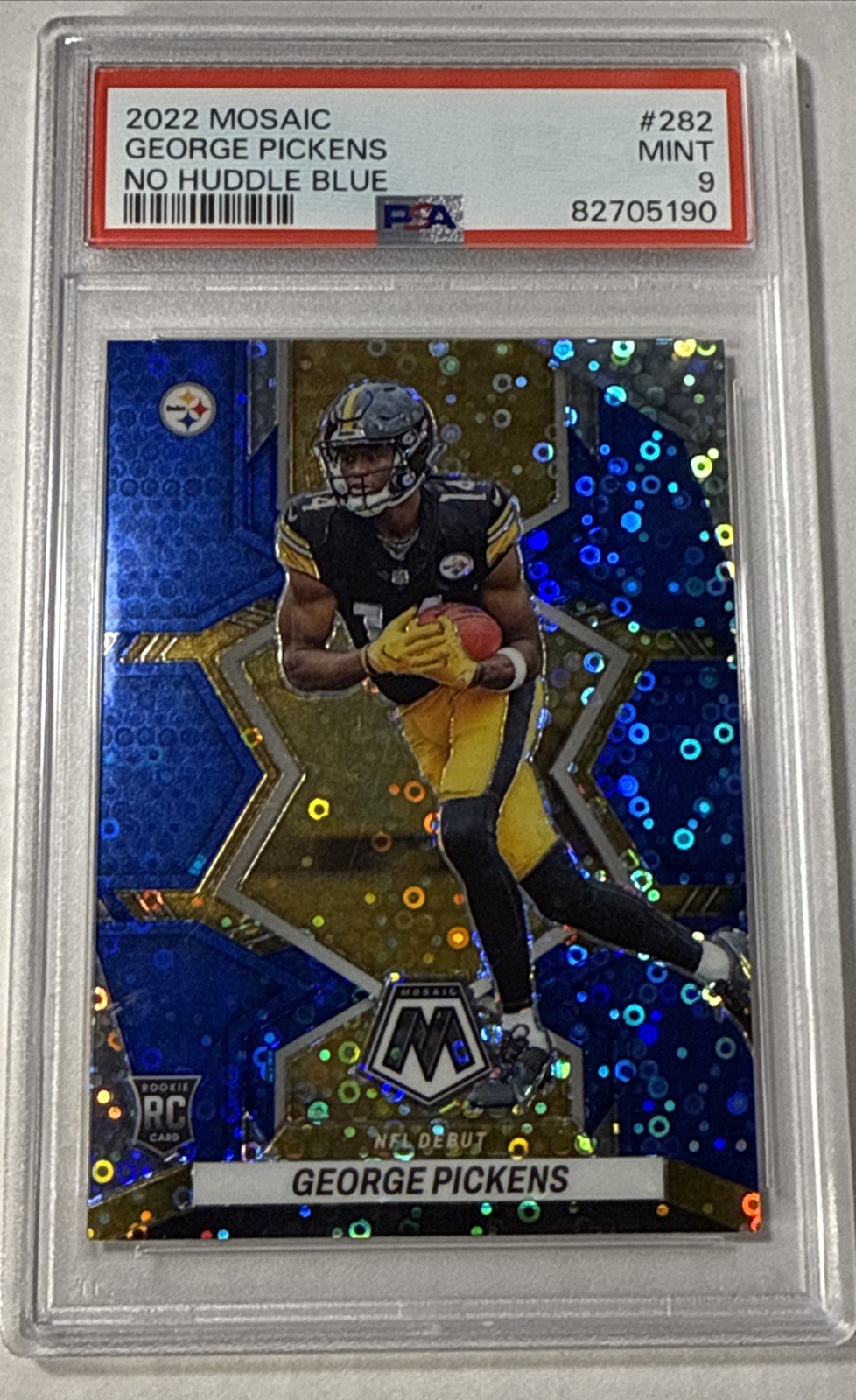 2022 Mosaic George Pickens No Huddle NFL Debut Blue Disco Prizm /75 Rookie RC