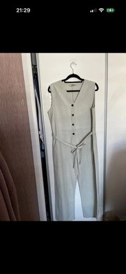 ARKO Pure Linen Jumpsuit Ladies Size 14 Made In Nepal Excellent Condition