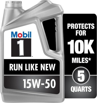 Mobil 1 Advanced Full Synthetic Motor Oil 15W-50, 5 Quart 5 Quart, Gray 