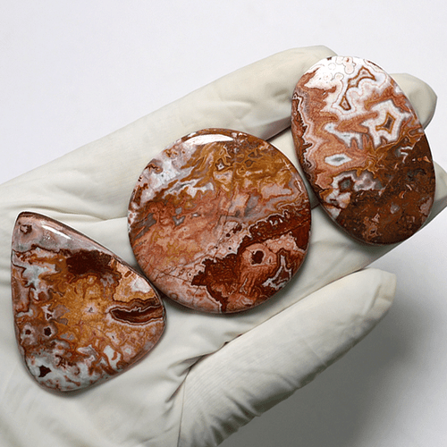 Lot 3 PC Natural Rosetta Jasper Hi-Quality 44mm-47mm Polished Cabochon Gemstones - Picture 3 of 12