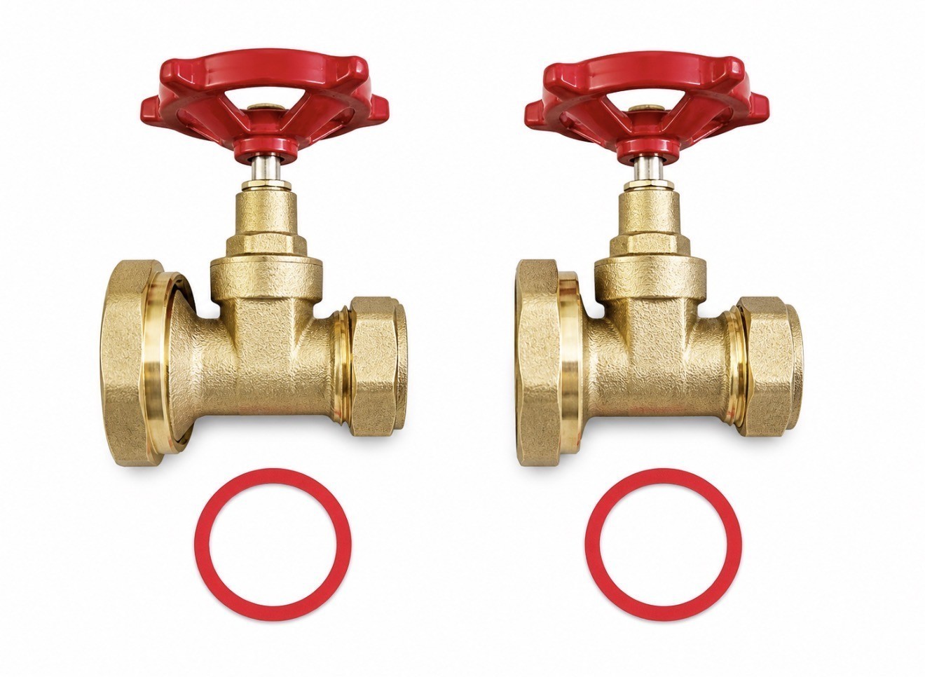 22mm Central Heating Pump Valves (2 Pack) Brass, Gate Valve Type, With Washers.