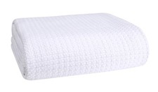100 Cotton Bed Blanket Full Queen White Breathable Thermal All Season Layering