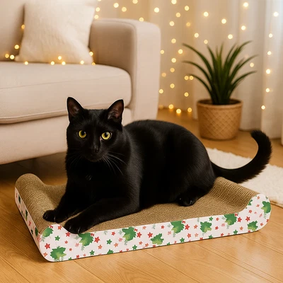 Cat Scratcher Board Kitten Scratching Pad With Cat Nip Scratch Mat Christmas