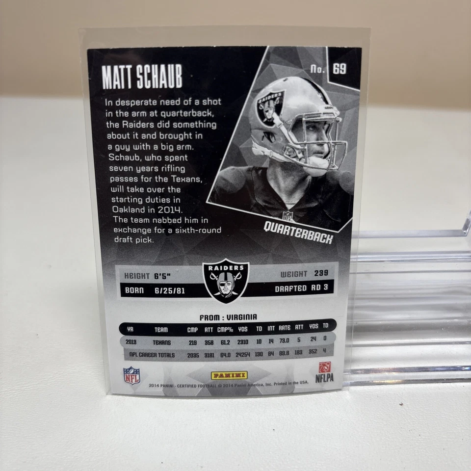 2014 Panini Certified #69 Matt Schaub - Image 2 of 2