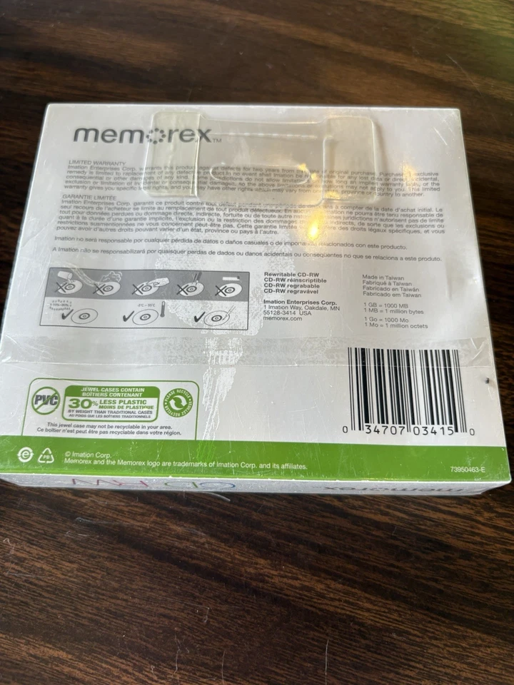 Memorex High Speed CD-RW 12x 700MB 80 Min 5 Pack Factory Sealed - Image 2 of 3
