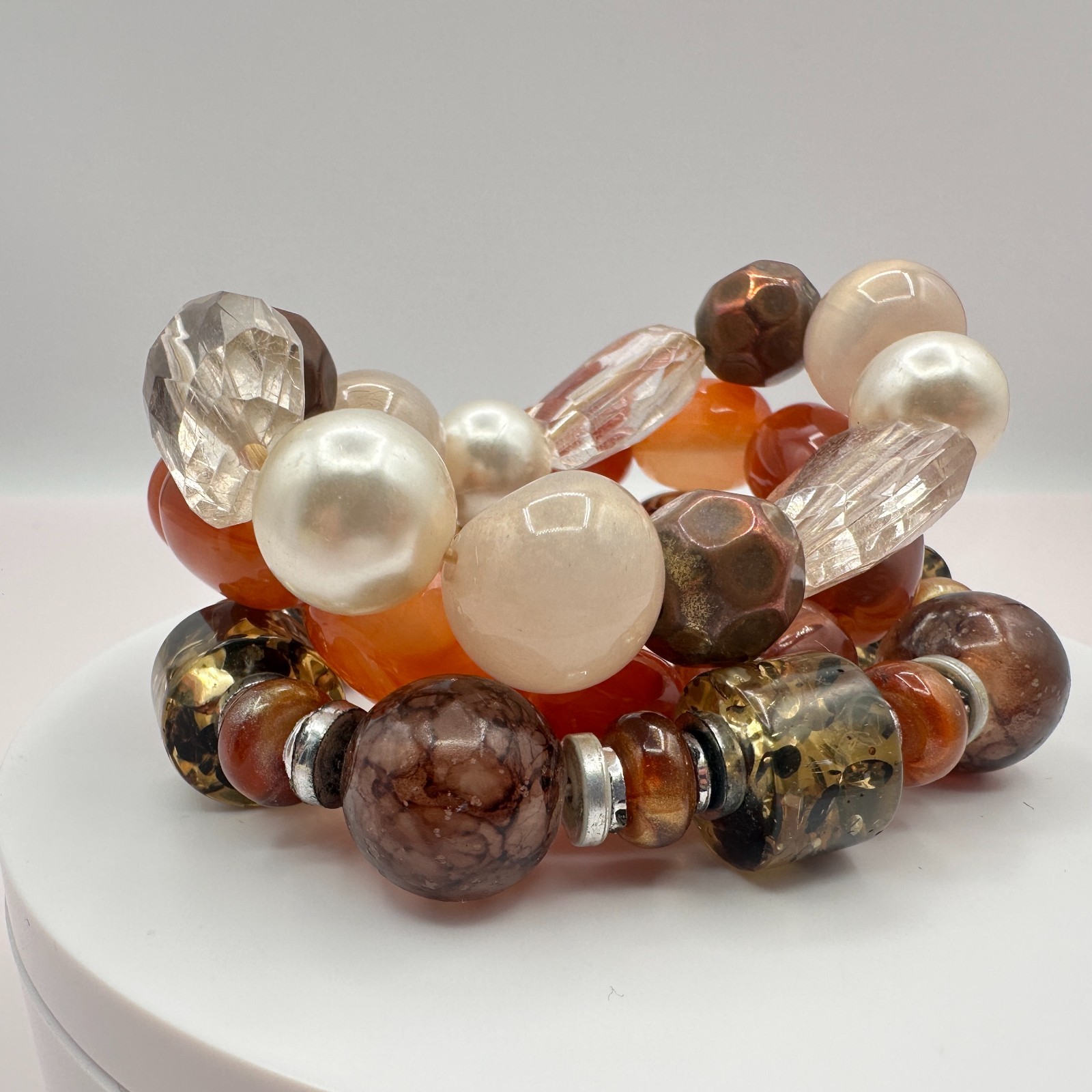 Vintage 90s Beaded Stackable Bracelets Set Boho C… - image 1