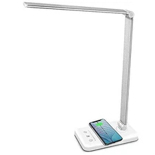 LED Desk Lamp with USB Charging Port, Dimmable Eye-Caring Table Lamps White