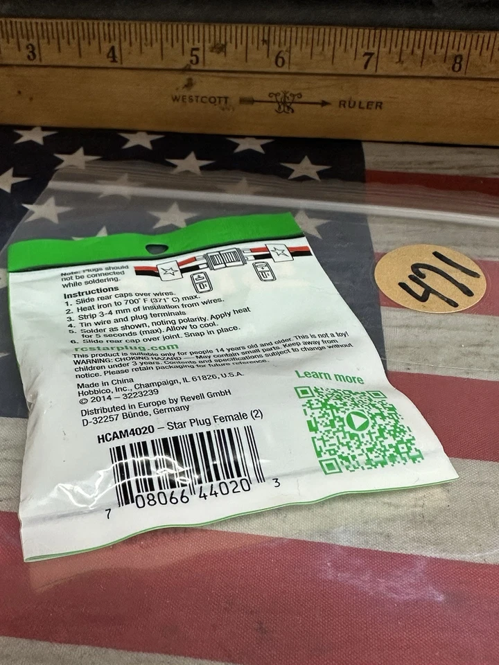 Hobbico HCAM4020: Plug Female Star {2pr.} NewInPack USA Shipped - Image 2 of 3