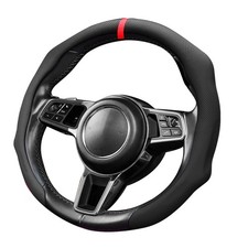 Car Steering Wheel Cover Nappa Leather 14.5-15 Inch Black For Bmw Non-slip