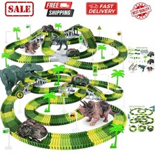 Dinosaur Toys,Create A Dinosaur World Road Race,Flexible Track Playset and 2 ...