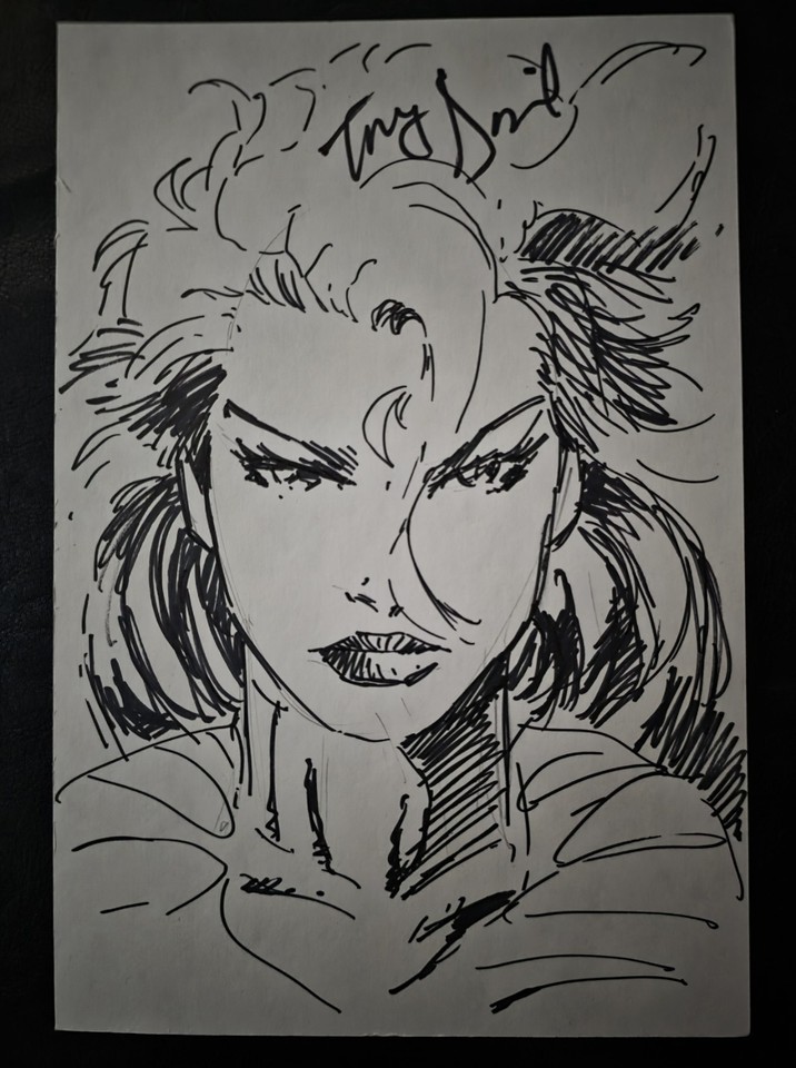 Tony Daniel Original Hand Drawn Sketch Art Supergirl? Signed Comic Art