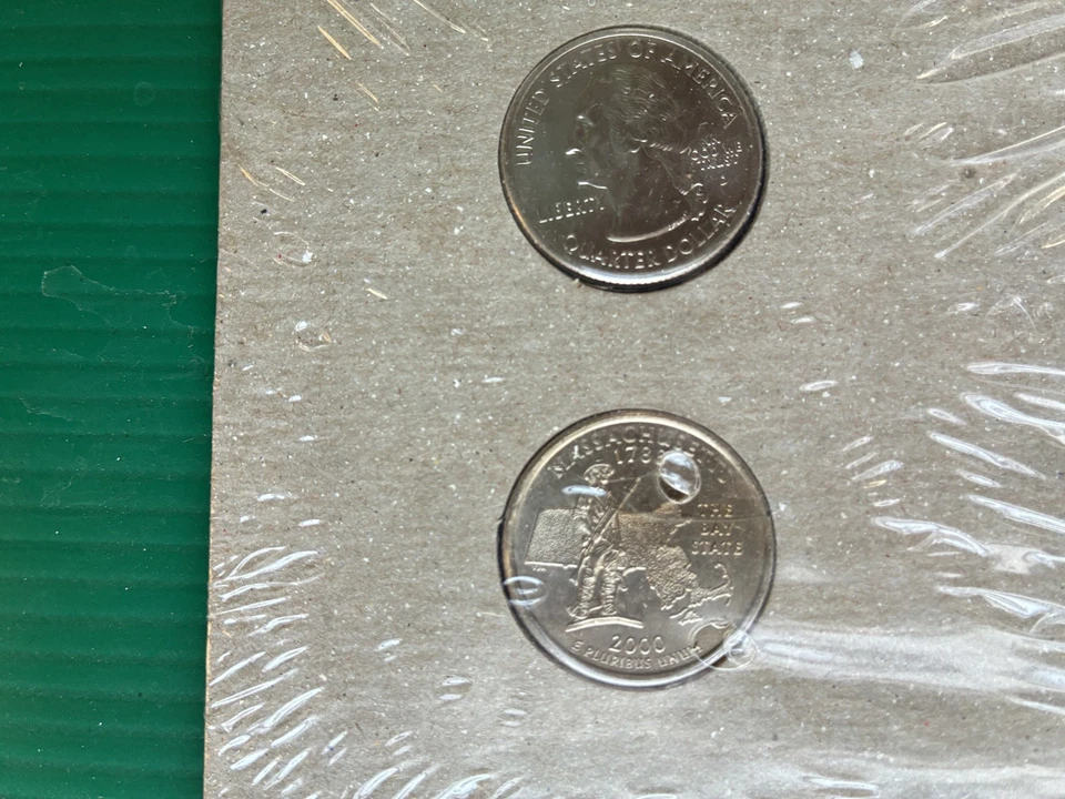 U.S. Mint 2000 Massachusetts P&D Quarters 1st Day Cover Set 2 Coins - Image 3 of 4