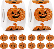 1000 Pcs Halloween Stickers - 1.5'' Pumpkin Stickers for Decorating