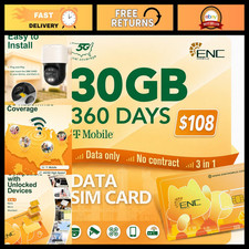 30GB Prepaid SIM Card - US Data Only, 360 Days, 5G/4G LTE, Fast Reliable