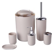 Bathroom Accessories Set 6 Piece - Trash Can, Toothbrush Holder, Toothbrush C...
