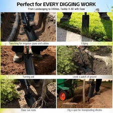 4" Heavy Duty V-Shape Trench Shovel Spade with 75" L handle for digging Edging