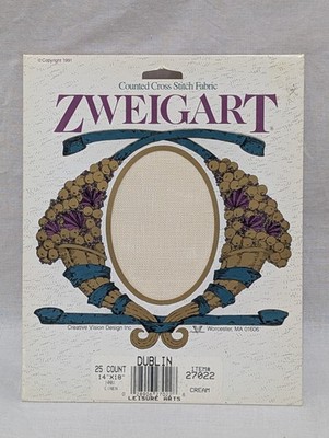 Zweigart Counted Cross Stitch Dublin Cream Fabric 25 Count 14'' x 18'' Linen New