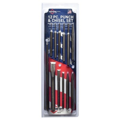 Mayhew 12pc Punch & Chisel Set 61040, Pin, Alignment, Center Punch Made in USA