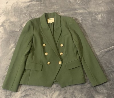 L AGENCE Blazer Kenzie Double Breasted Gold Buttons in Green Size 10